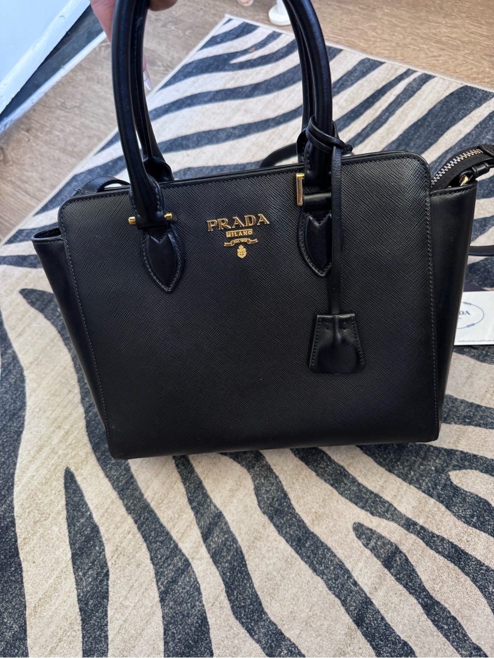Authentic Prada Black Saffiano Leather Galleria Tote Bag w/ Strap & Card - Picture 3 of 8
